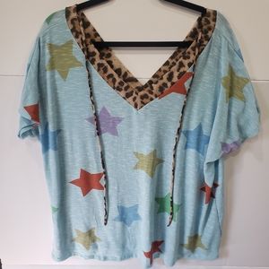 Boutique brand double v neck blouse